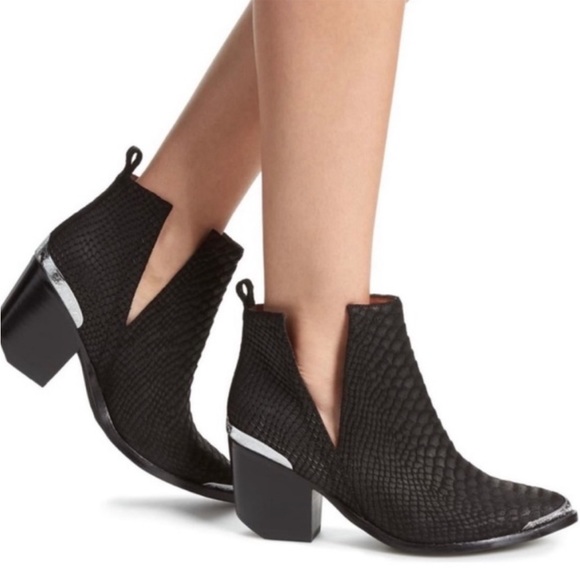 Jeffrey Campbell Shoes - Jeffrey Campbell Cromwell Black Suede Snake Print Western Booties | 6.5